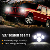5x7 7x6 inch Led Headlights Replacement for Jeep YJ Cherokee XJ H5054 H6054LL 6052 6053 2 Pcs