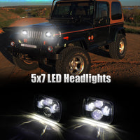 5x7 7x6 inch Led Headlights Replacement for Jeep YJ Cherokee XJ H5054 H6054LL 6052 6053 2 Pcs