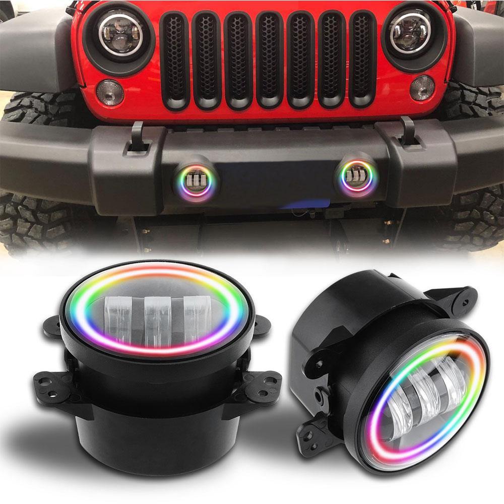 4 inch 30w Cree RGB Rotating Halo LED Fog Lights For Jeep Wrangler JK –  Winunite, image size:1000x1000