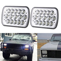 5x7 inch Square Silver LED Headlights for Jeep Cherokee XJ YJ 2PCS