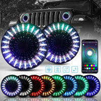 7 Inch 3D Silver RGB Halo LED Headlights For Jeep Wrangler TJ LJ JK JKU JL JLU Gradiator JT