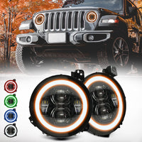 9 inch RGB-W Halo LED Headlights for 2018-2020 Jeep Wrangler JL JLU & JT Gladiator