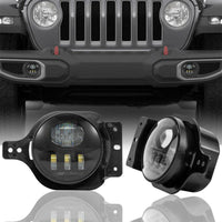 4" Black 5D Round LED Fog Lights For 2018-2020 Jeep Wrangler JL