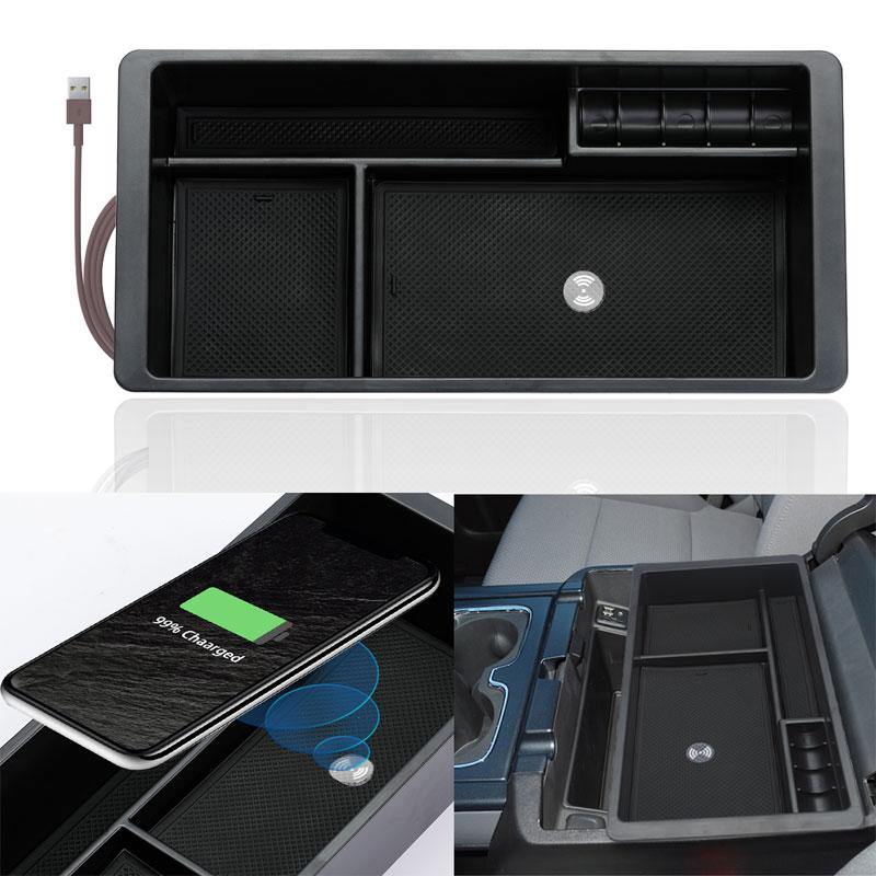 Wireless Charger Insert Center Container Storage Box For 2014-2018 Chevrolet Silverado GMC