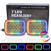 5x7 Square RGB Halo LED Headlights For Jeep YJ XJ GMC