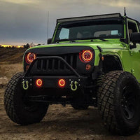 7" LED Headlights RGB Halo with Bluetooth & Remote Control For Jeep Wrangler 1996-2021 TJ LJ Jk JKU