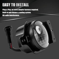 4" Black 5D Round LED Fog Lights For 2018-2020 Jeep Wrangler JL
