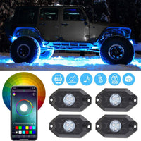 RGB 4 Pods LED Rock Lights for Truck Off Road Jeep SUV RZR UTV