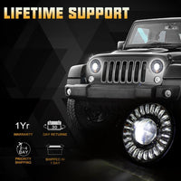 7 Inch 3D Silver RGB Halo LED Headlights For Jeep Wrangler TJ LJ JK JKU JL JLU Gradiator JT