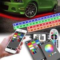 RGB LED Rock Lights Strip Lights Kit With APP & Remote Control For Car