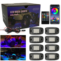Winunite 8 Pods RGB LED Rock Lights App & Remote Control