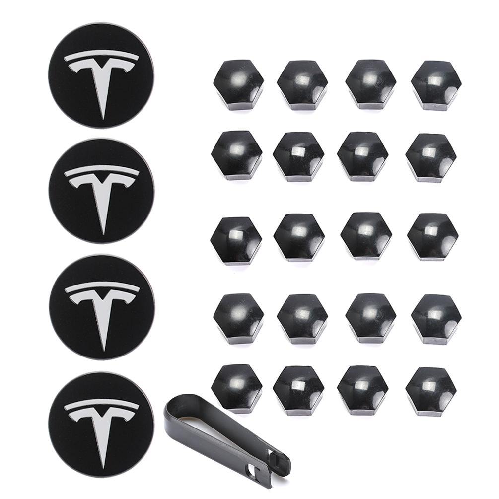 Tesla Model 3 4 PCS Logo Wheel Caps 20 PCS Wheel Lug Caps Kit