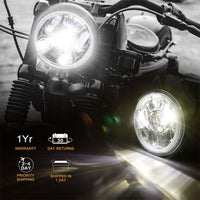 5-3/4" Round Silver LED Headlights for Harley Davidson Iron 883