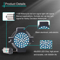 1156 Red Rear LED Insert Turn Signal Lights for Harley Motorcycle