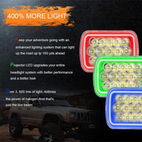 5x7 Square RGB Halo LED Headlights For Jeep YJ XJ GMC