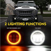 4 Inch Led Fog Lights White & Yellow Halo Ring DRL For Jeep Wrangler JK JKU