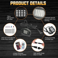 4 Pods RGB LED Rock Lights Neon Underglow Lighting Kit with APP & Wireless Remote