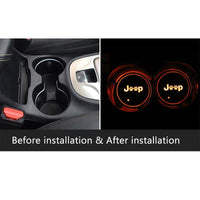 Car RGB LED Cup Holder Mats Lights for Jeep Wrangler JK  Interior Accessories