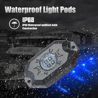 RGB-W 8 Pods LED Rock Lights With Mobile Bluetooth APP/Remote Control