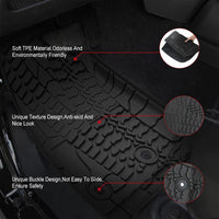 2014-2018 Jeep Wrangler JK JKU 4 Door Unlimited Front & Rear Floor Mats (Not for JK 2 Door & JL Model )
