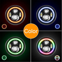 7 inch Halo Rotating RGB LED Headlights for Jeep Wrangler TJ LJ JK JKU 1996-2018