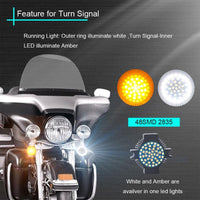 1157 White & Amber Front LED Insert Turn Signal Lights for Harley Motorcycle