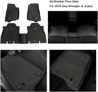 Front and Rear Black Slush Floor Mats for 2018-2020 Jeep Wrangler JL JLU 4 Door
