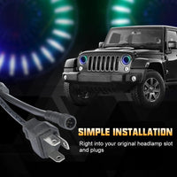 7 Inch 3D Silver RGB Halo LED Headlights For Jeep Wrangler TJ LJ JK JKU JL JLU Gradiator JT