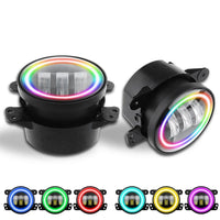 4 inch 30w Cree RGB Rotating Halo LED Fog Lights For Jeep Wrangler JK JKU & Harley