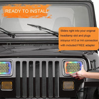 5x7 Square RGB Halo LED Headlights For Jeep YJ XJ GMC