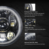 5-3/4" Round Black LED Headlights for Harley Davidson Iron 883