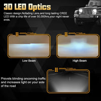 7 Inch 3D Black RGB-W Halo LED Headlights For Jeep Wrangler TJ JK JKU LJ