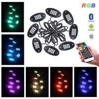 8Pcs RGB LED Rock Light Multicolor Neon LED Light Kit with Bluetooth Wireless Remote Control