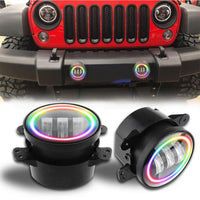 4 inch 30w Cree RGB Rotating Halo LED Fog Lights For Jeep Wrangler JK JKU & Harley