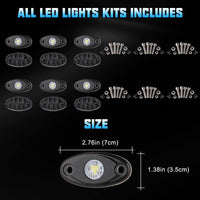 LED Rock Lights Kit 6 Pods Monochrome White Red Yellow Blue Green