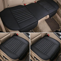 Universal Leather Car Seat Cushion Covers Front & Rear Fits Auto (Trucks, Vans, SUV), Black, 3-Pack