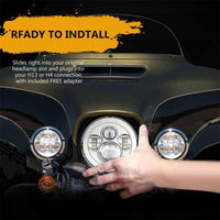 7 inch 4D 40W Round Motorcycle LED Headlights for Harley Davidson