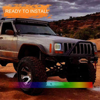 5x7 Square RGB Halo LED Headlights For Jeep YJ XJ GMC