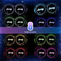 Car RGB LED Cup Holder Mats Lights for Jeep Wrangler JK  Interior Accessories
