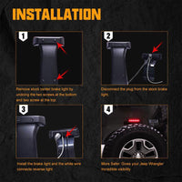 LED 3rd Two Colors Brake Lights Tail Lights for 2007-2017 Jeep Wrangler JK