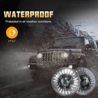 7 Inch 3D Silver RGB Halo LED Headlights For Jeep Wrangler TJ LJ JK JKU JL JLU Gradiator JT
