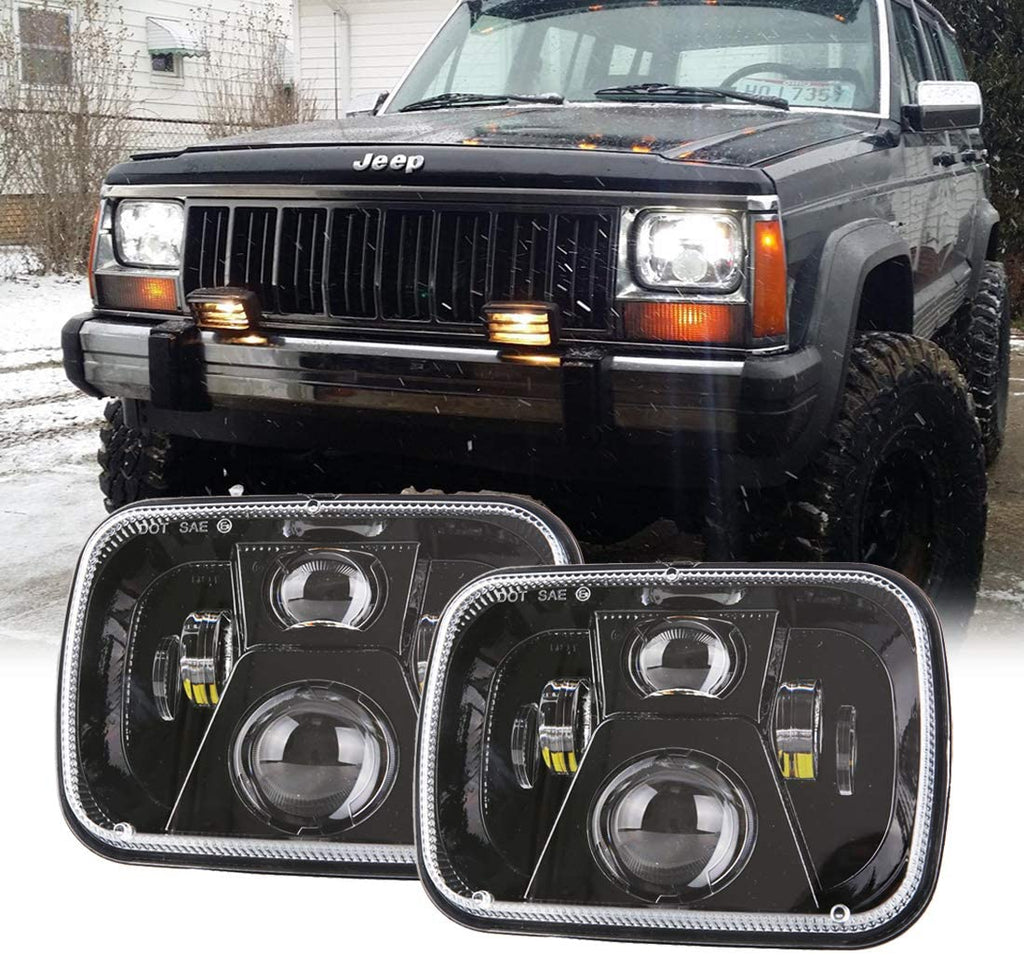 5x7 7x6 inch Led Headlights Replacement for Jeep YJ Cherokee XJ H5054 H6054LL 6052 6053 2 Pcs