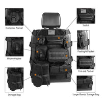 Black Universal Seat Cover Case with Organizer Storage Multi Pocket fit Jeep CJ YJ Cherokee F150