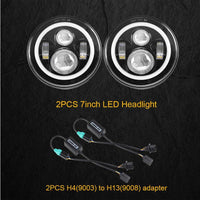 7" Round White/Yellow Halo Headlights 80W With DRL and Turn Signal Lights for Jeep Wrangler JK