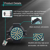 1157 White & Amber Front LED Insert Turn Signal Lights for Harley Motorcycle