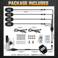 4 Pods RGB LED Rock Lights Neon Underglow Lighting Kit with APP & Wireless Remote