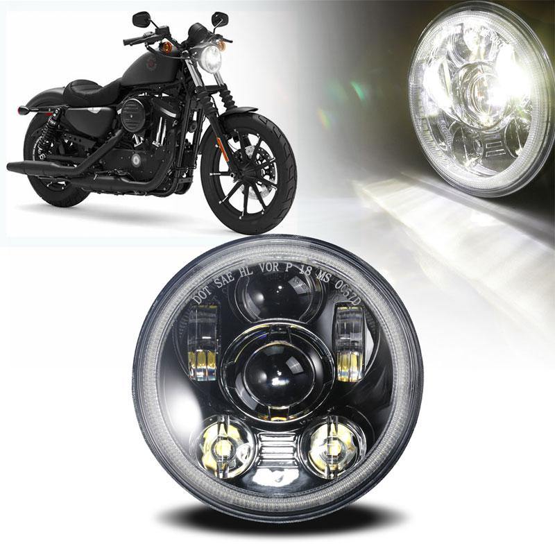 5-3/4" Round Black LED Headlights for Harley Davidson Iron 883
