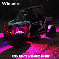 Winunite 12 Pods RGB LED Rock Lights APP/Remote Control Neon LED Light Kit for Off Road Trucks SUV Car ATV UTV