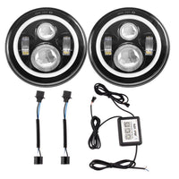 7" LED Headlights RGB Halo with Bluetooth & Remote Control For Jeep Wrangler 1996-2021 TJ LJ Jk JKU