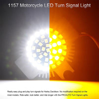 1157 White & Amber Front LED Insert Turn Signal Lights for Harley Motorcycle